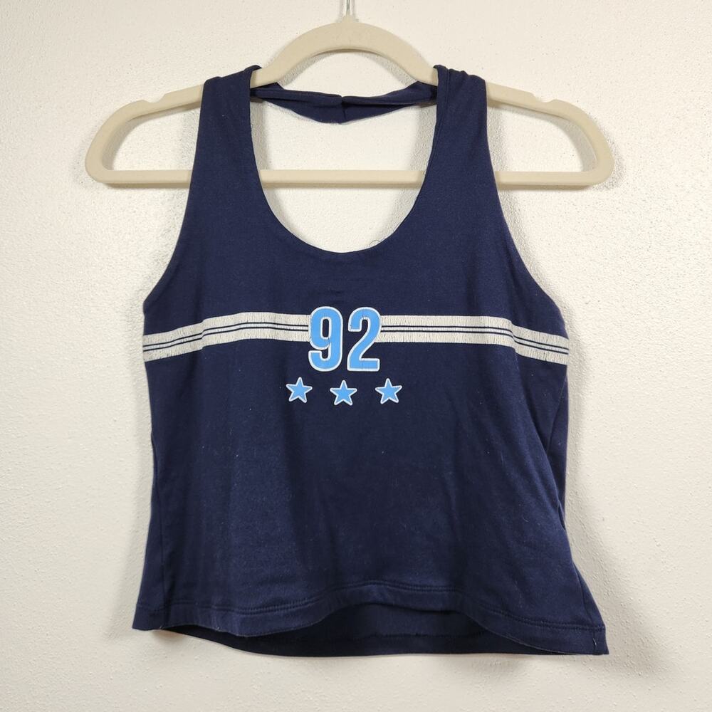 Vintage y2k Refuge Halter Top Sporty Large Blue Shirt Collegiate Sports